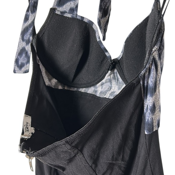 Vintage tie wrap halter corset dress,animal print,bustier,goth,bodycon,sexy - Picture 15 of 17